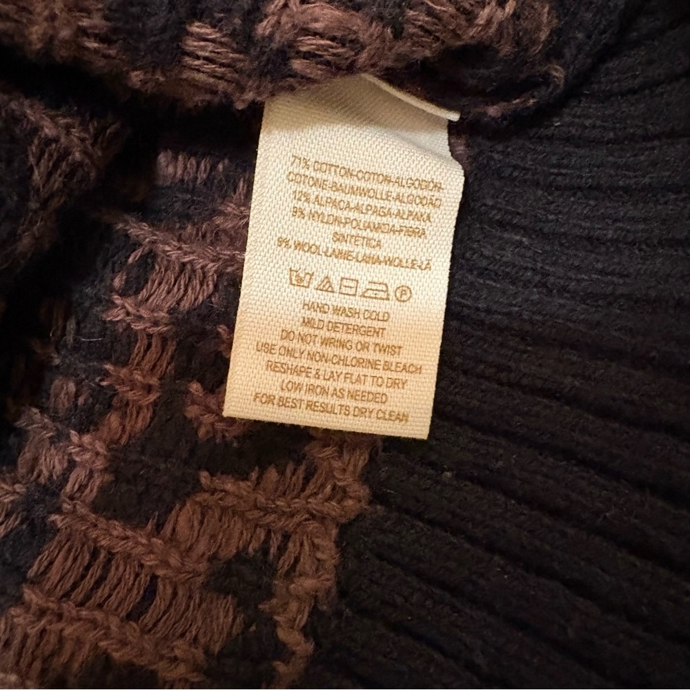 Free People Leopard Print Women's Sweater Black and Brown Sz.M - Picture 4 of 5